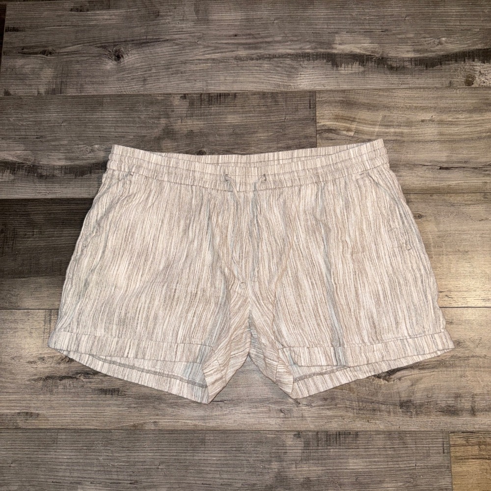 Old‎ Navy Womens XL Linen Blend Drawstring Shorts Beige Summer Casual